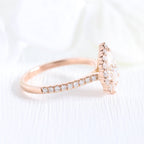 1.0 CT Pear Halo Style Pave Setting Moissanite Engagement Ring