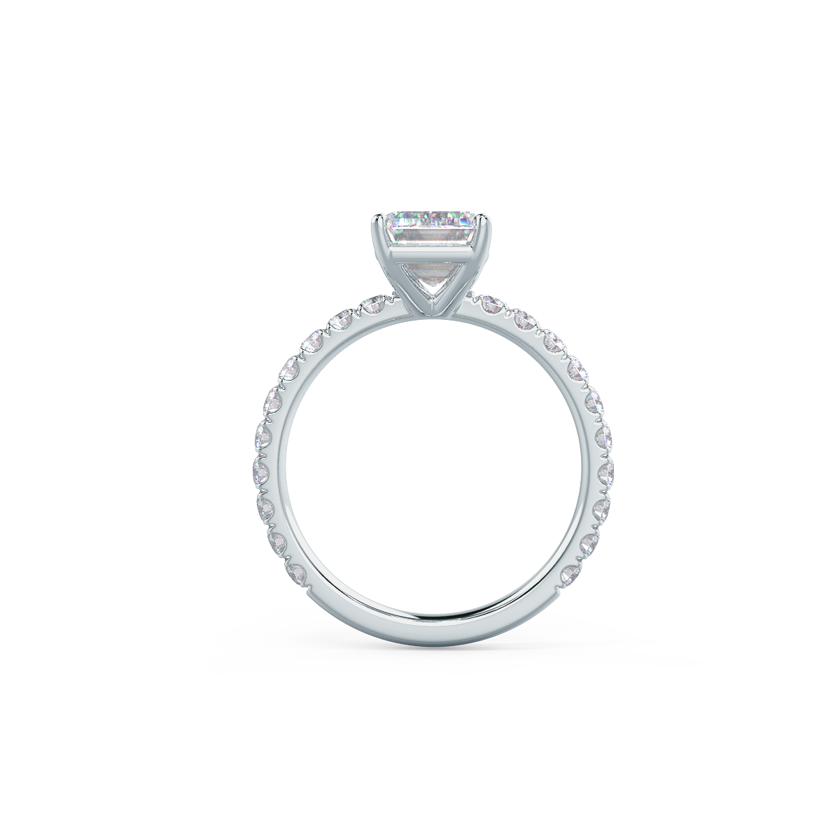 1.50 CT Emerald Cut Moissanite Pave Style Engagement Ring