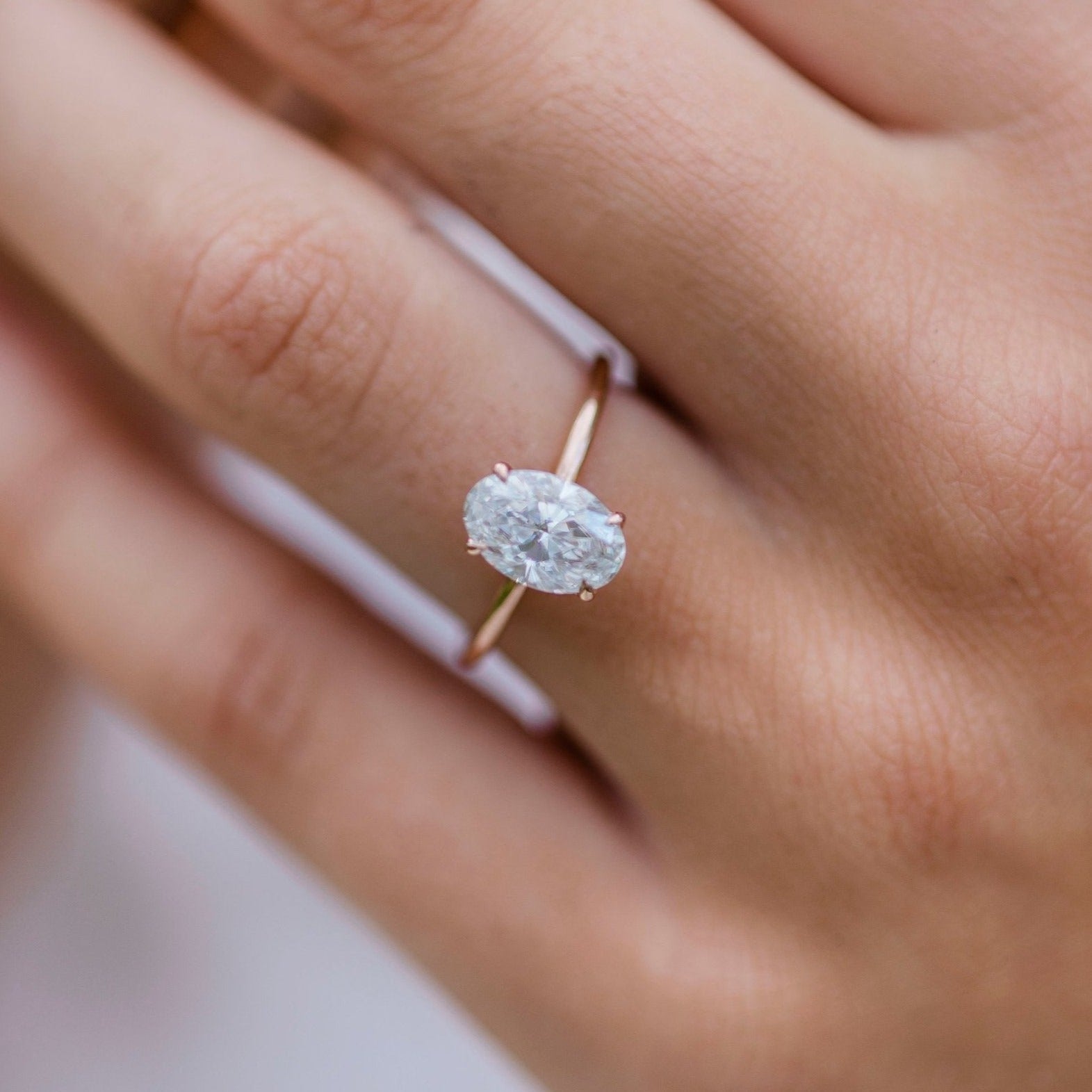 1.85 CT Oval Cut Moissanite Solitaire Engagement Ring