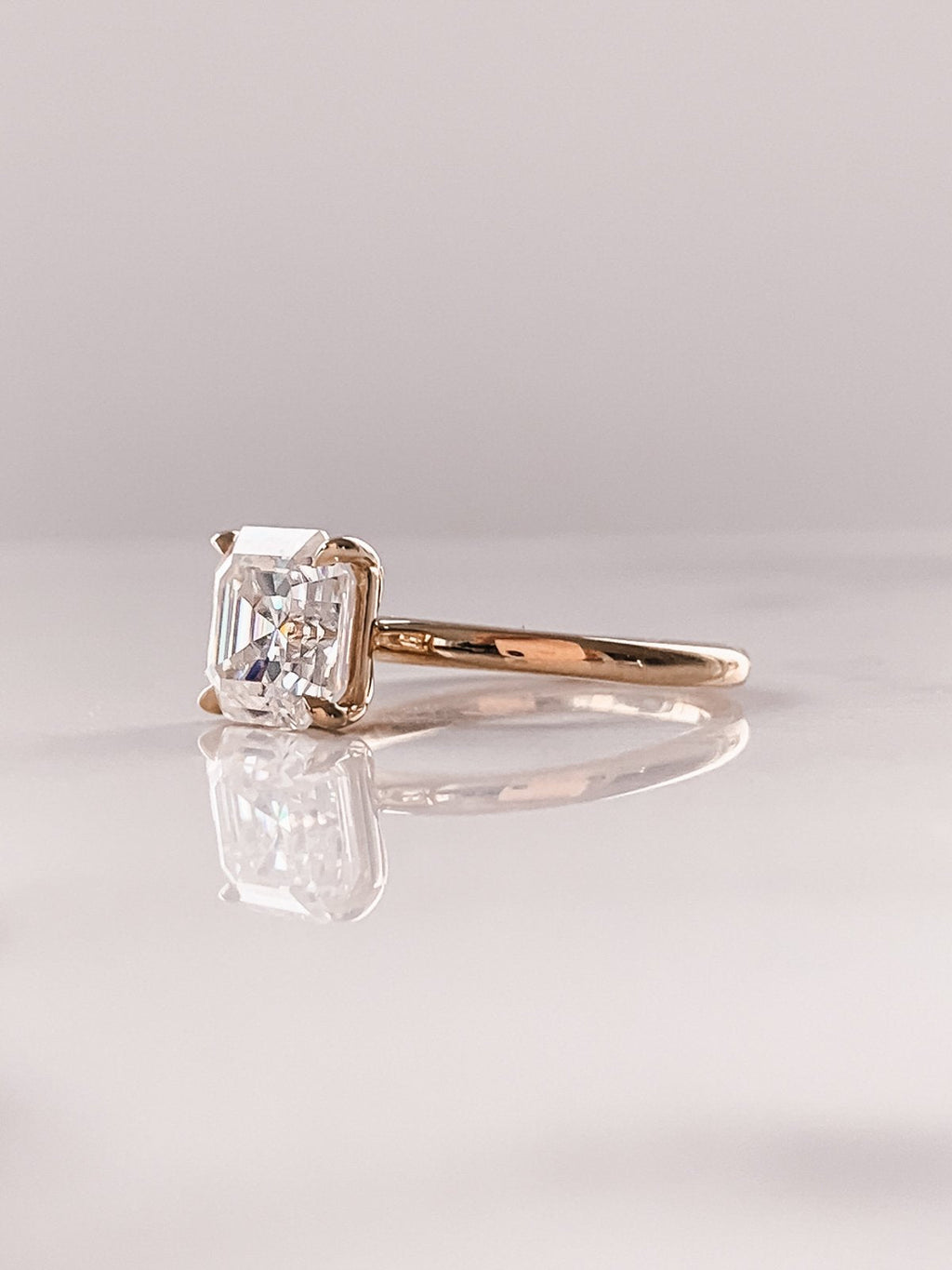 4.0 CT Asscher Moissanite Solitaire Engagement Ring