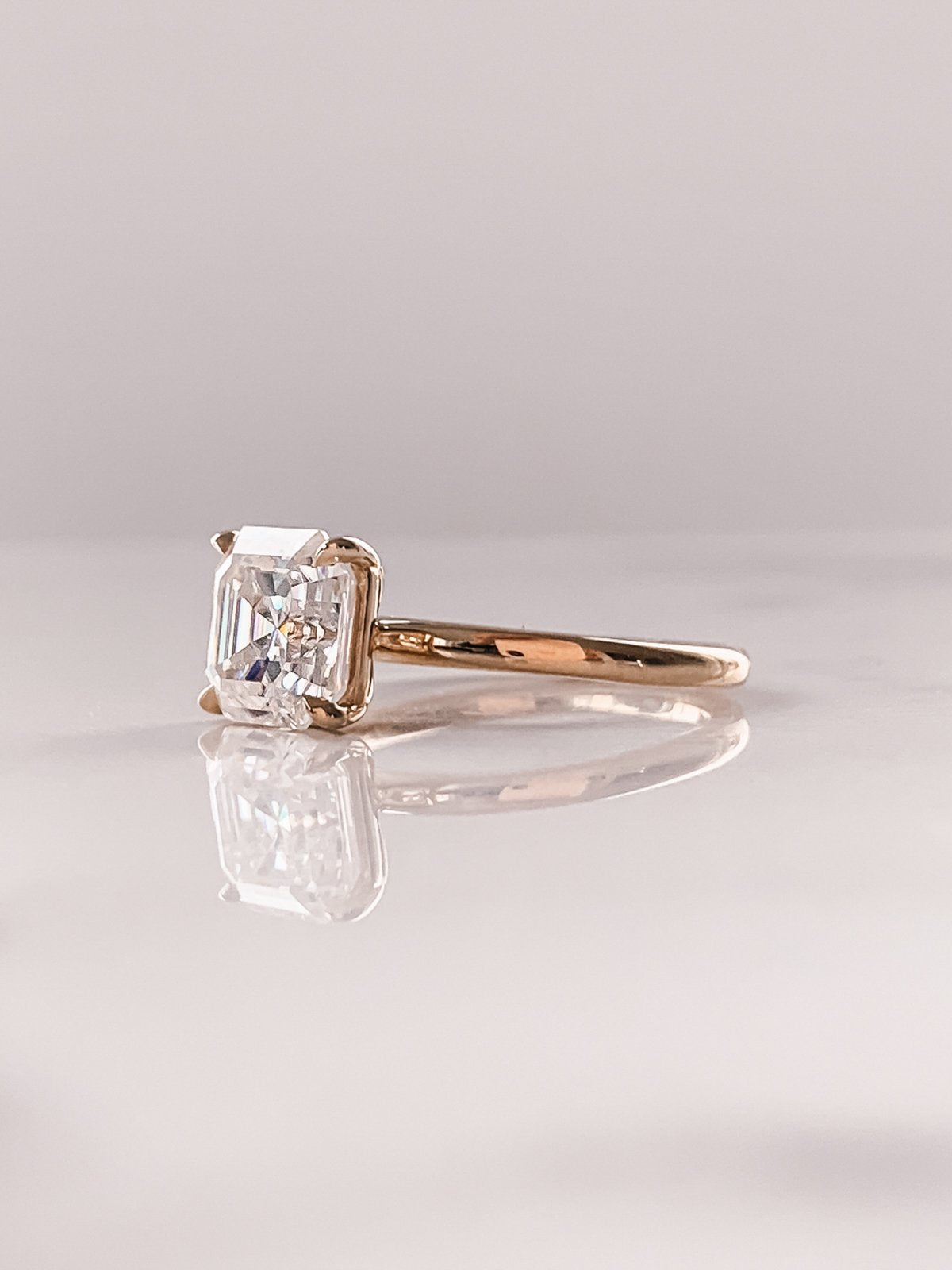 4.0 CT Asscher Moissanite Solitaire Engagement Ring