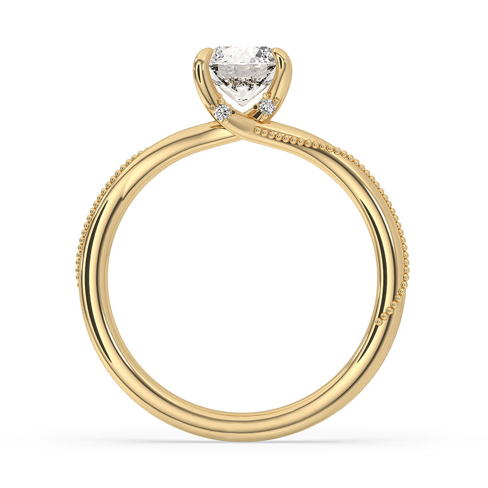 Round Cut Twisted Prong Milgrain Setting Ring