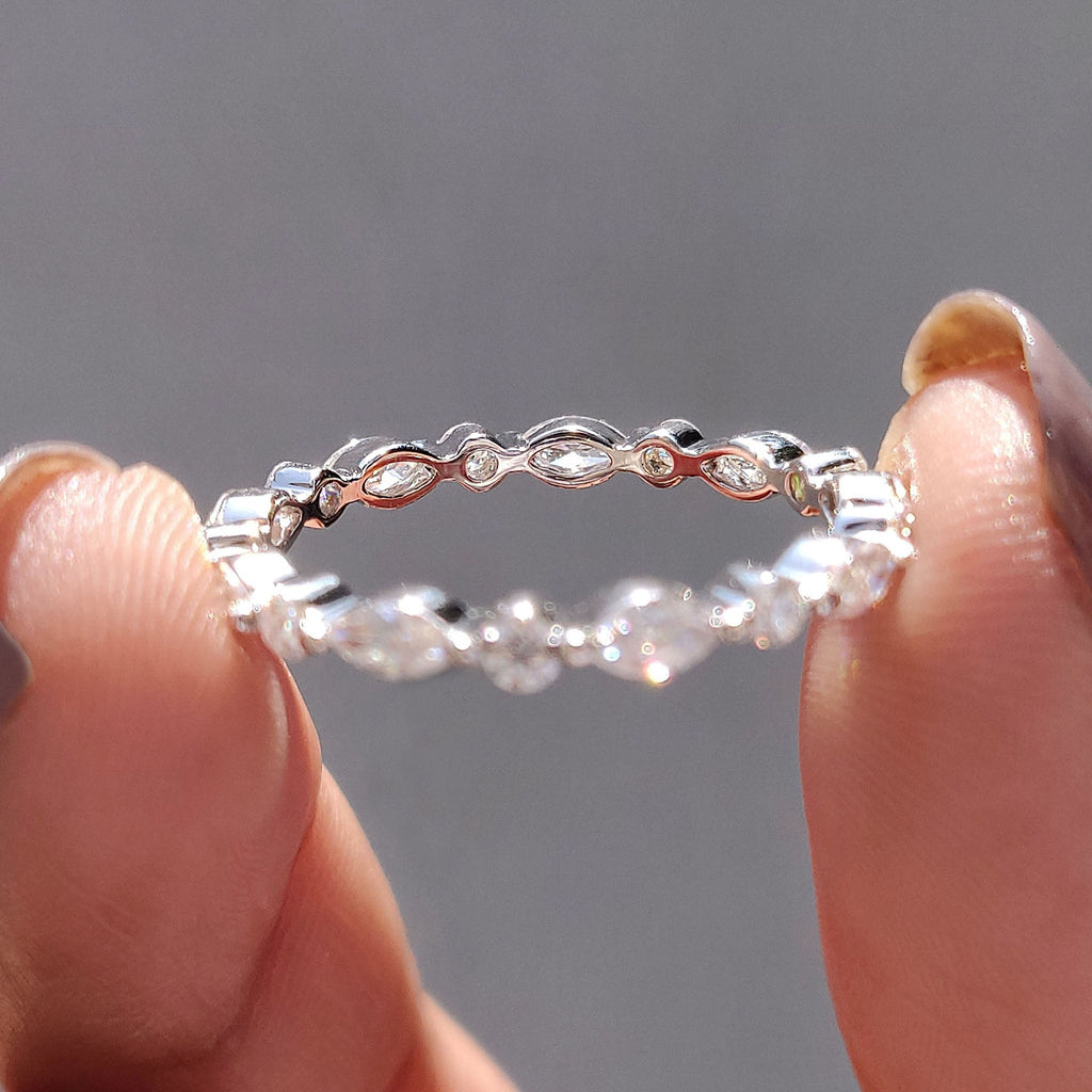 Floating Bubble Wedding Band In White Gold