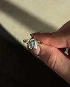 1.0 -3.0 CT Emerald ⁠Cut Lab Grown Diamond Bezel  Engagement Ring