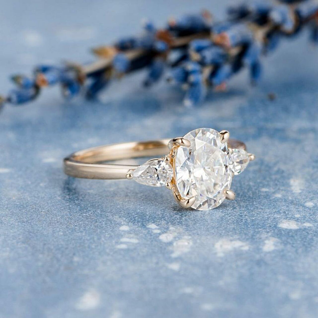 1.50 CT Oval Cut Three Stone Moissanite Engagement Ring