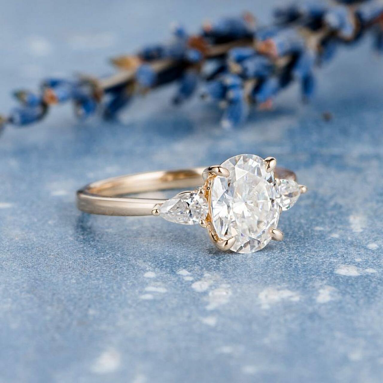 1.50 CT Oval Cut Three Stone Moissanite Engagement Ring