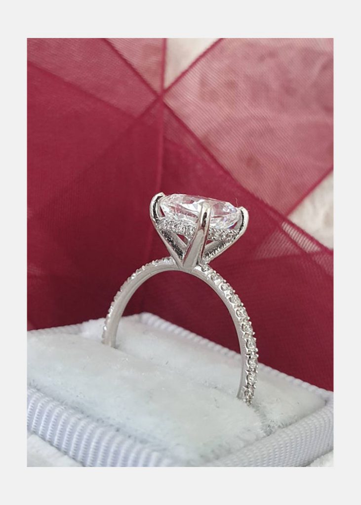 2.0 CT Cushion Moissanite Hidden Halo Setting Engagement Ring