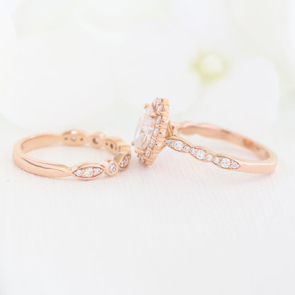 1.50CT Oval Cut Moissanite Halo Bridal Ring Set