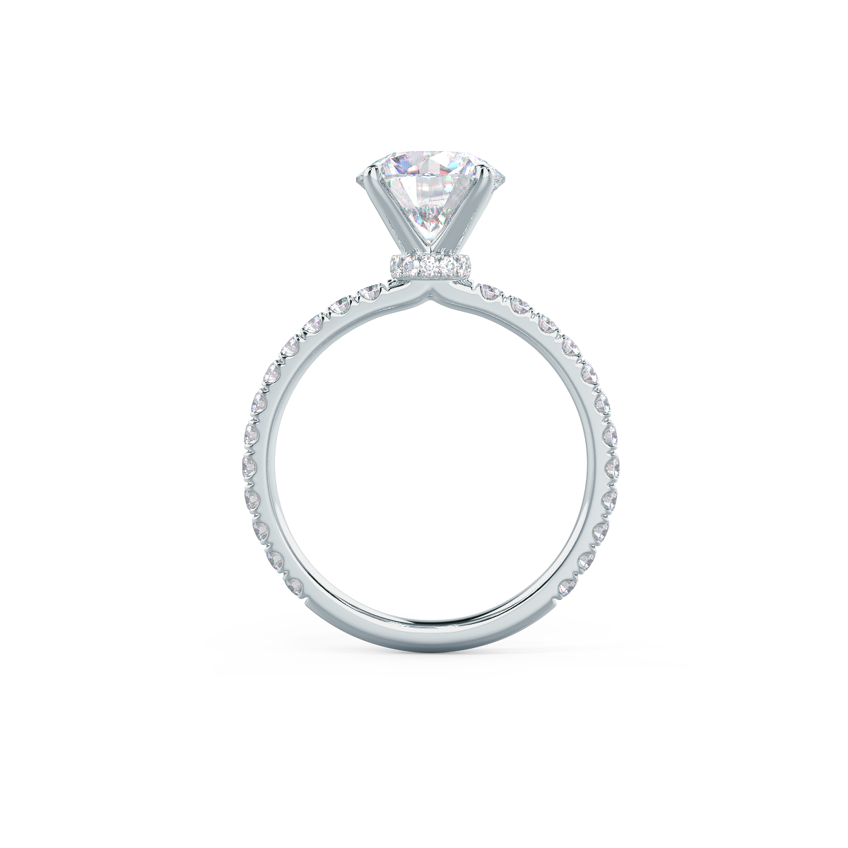 2.25 CT Round Moissanite Pave Setting Engagement Ring
