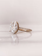 2.80 CT Oval Moissanite Hidden Halo Pave Setting Engagement Ring