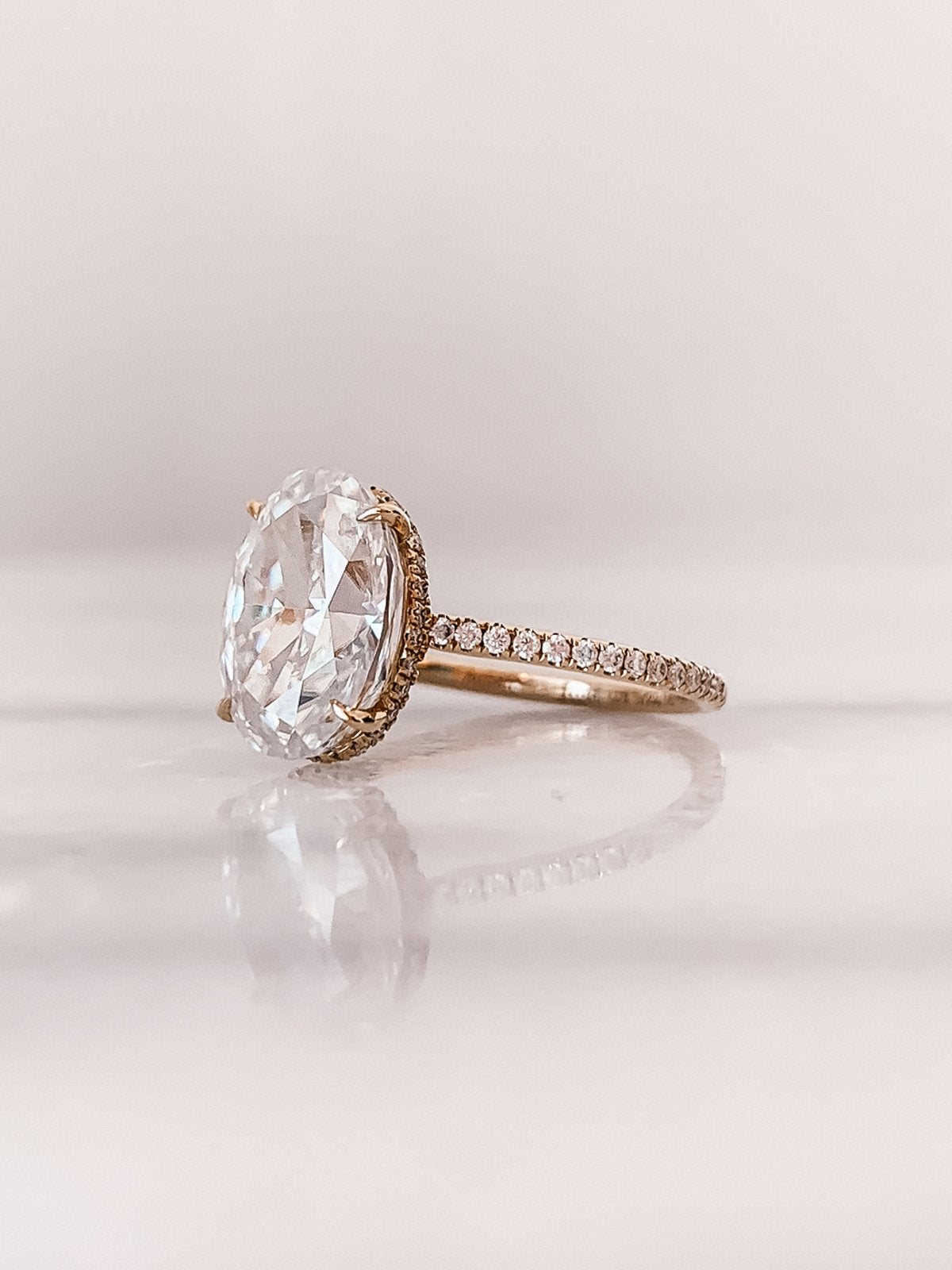 2.80 CT Oval Moissanite Hidden Halo Pave Setting Engagement Ring