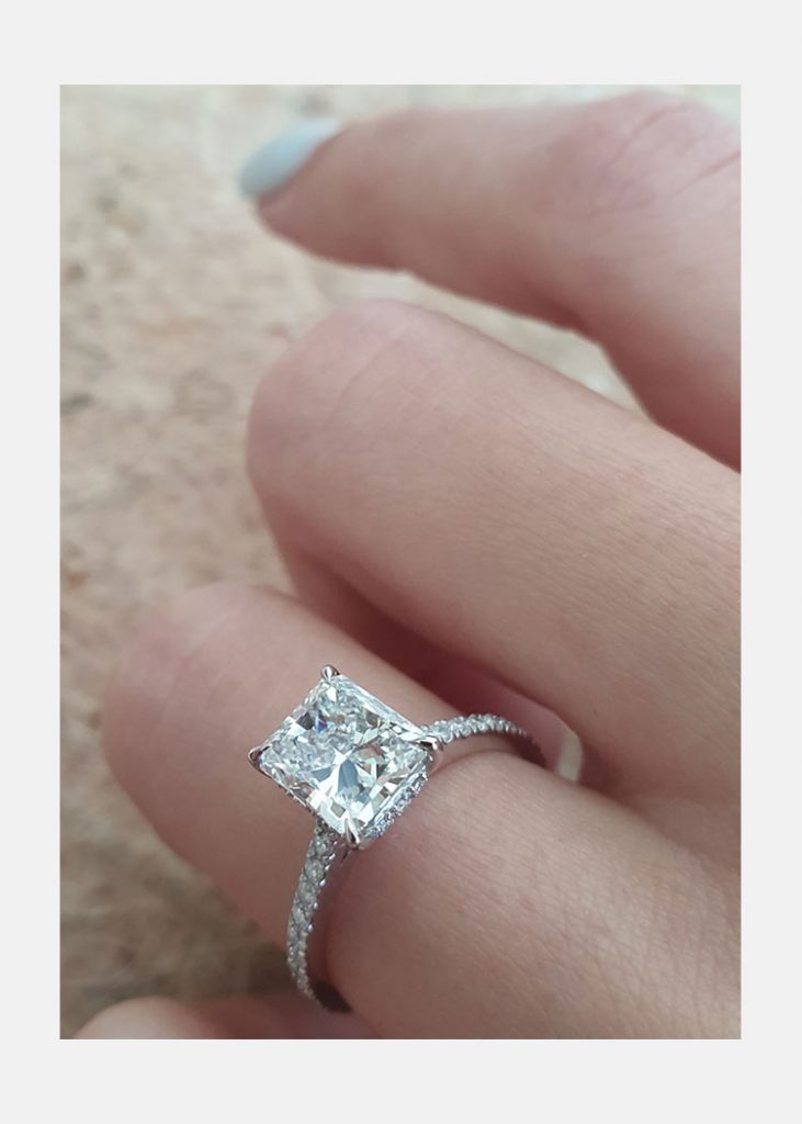 1.50 CT Radiant Moissanite Hidden Halo Pave Setting Engagement Ring