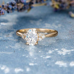 1.0CT Oval Cut Cluster Style Moissanite Engagement Ring