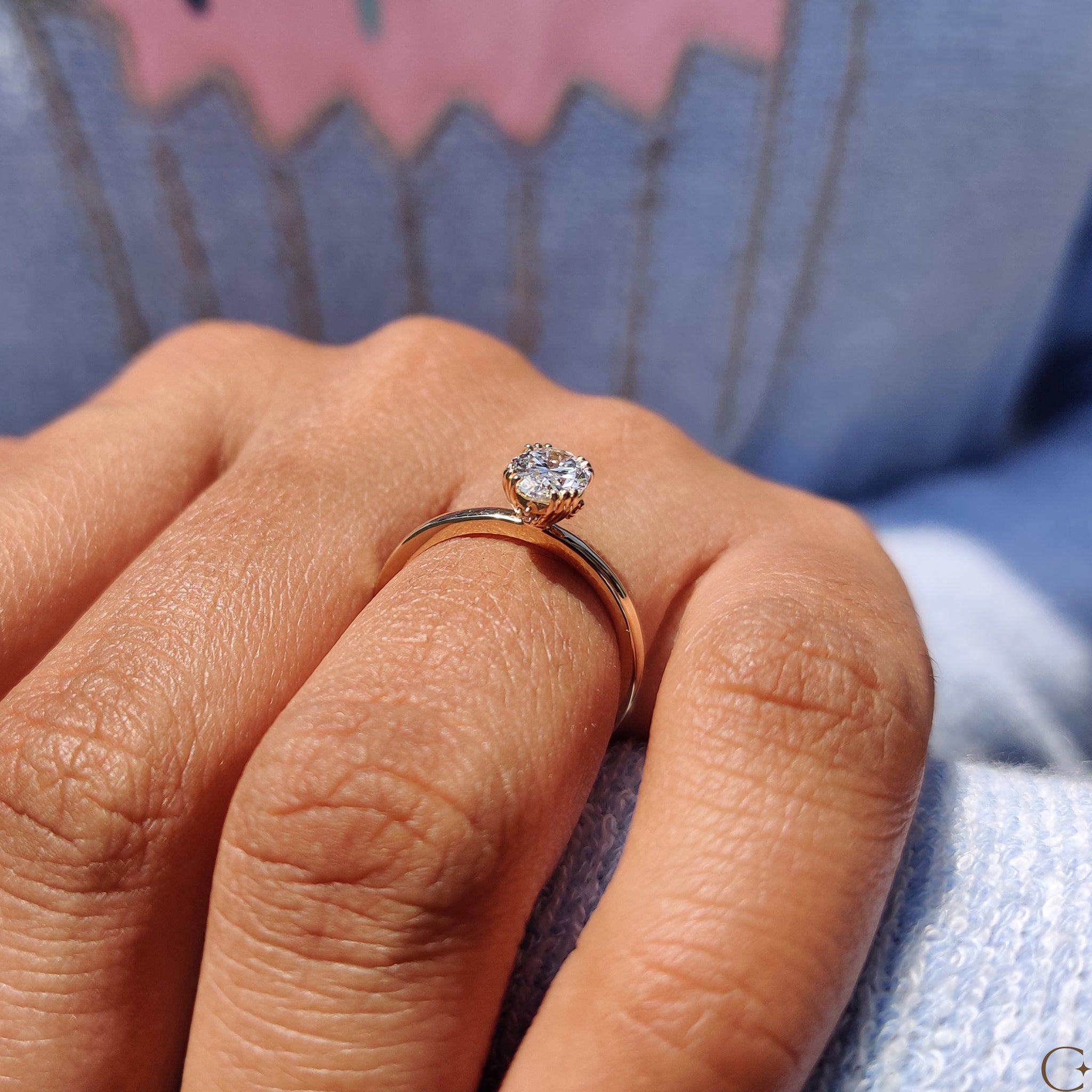 Oval Shaped Diamond Ring In Solitaire Setting