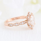 1.50 CT Oval Cut Vintage Halo Style Moissanite Engagement Ring