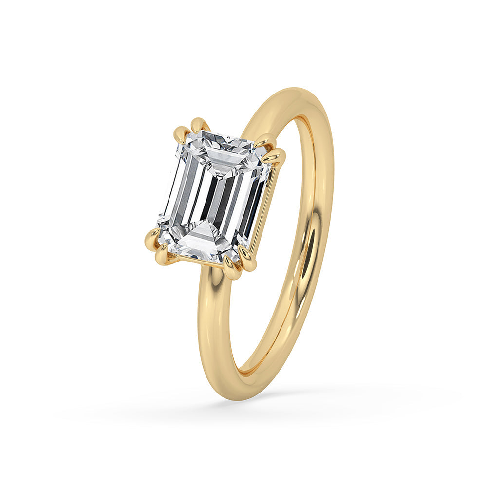 Yellow Gold Emerald Cut Diamond Engagement Ring