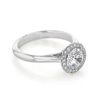 1.0CT Round Cut Thick Band Halo Style Moissanite Engagement Ring