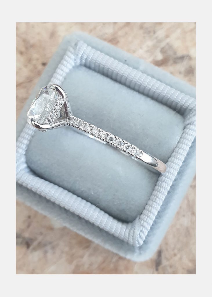 2.0 CT Oval Moissanite Hidden Halo Pave Setting Engagement Ring