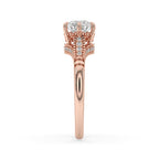 Vintage Rose Gold Milgrain Engagement Ring