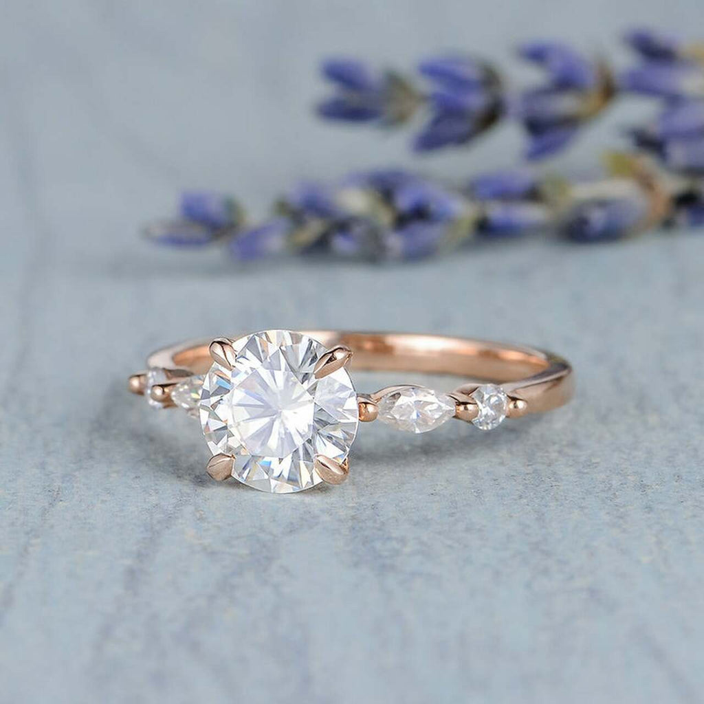 1.50 CT Round Cut Moissanite Pave Setting Engagement Ring