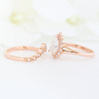 1.50CT Pear Cut Moissanite Halo Bridal Ring Set
