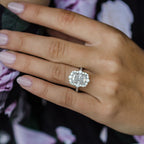 3.40 CT Radiant Moissanite Unique Halo Engagement Ring