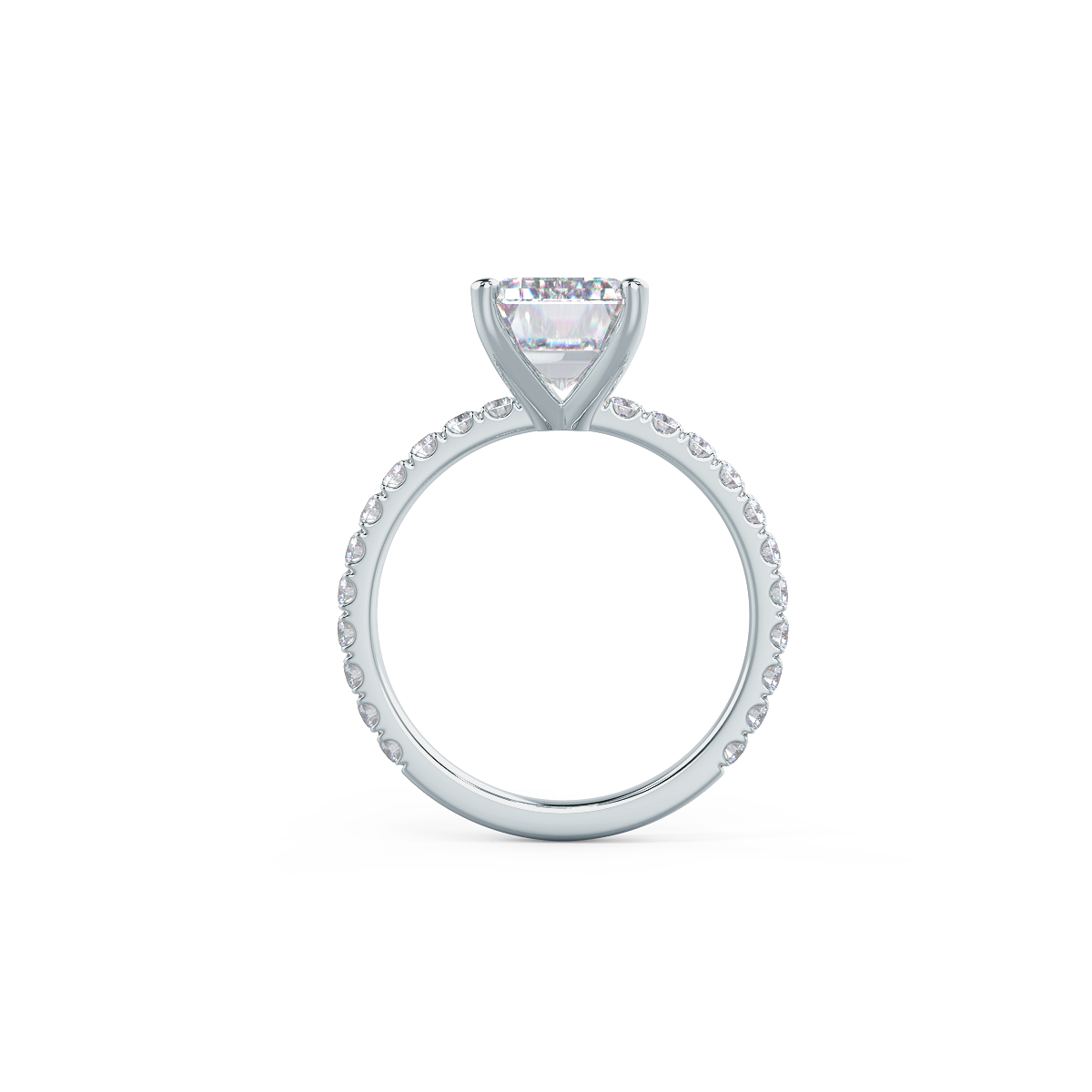 2.0 CT Emerald Moissanite Pave Setting Engagement Ring