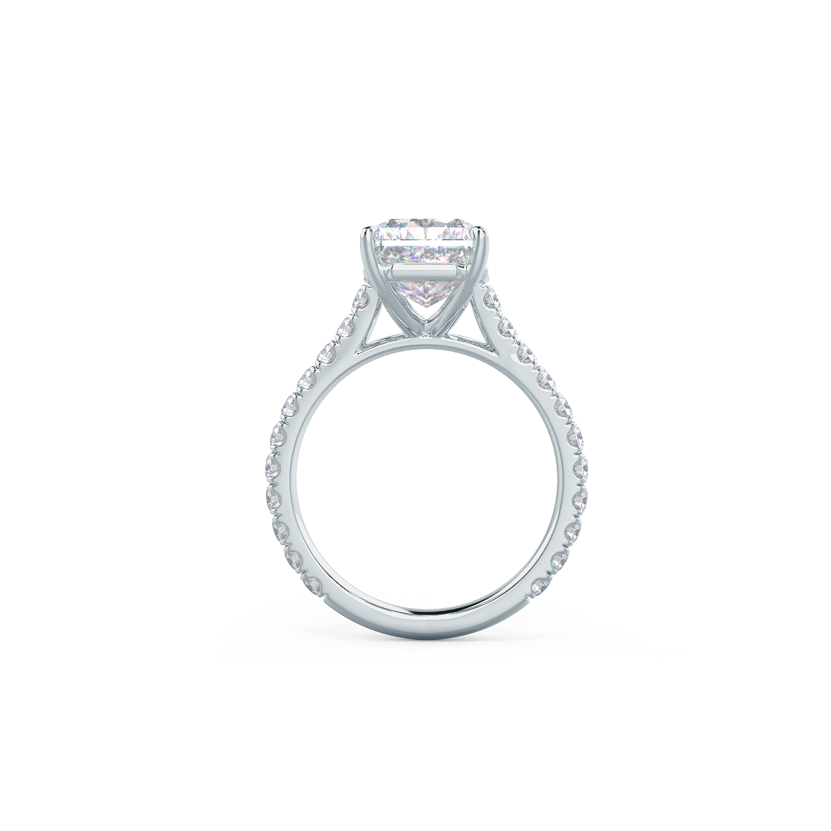 2.0 CT Radiant Moissanite Solitaire Pave Setting Engagement Ring