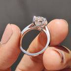 Moissanite Solitaire Ring With portuguese Cut