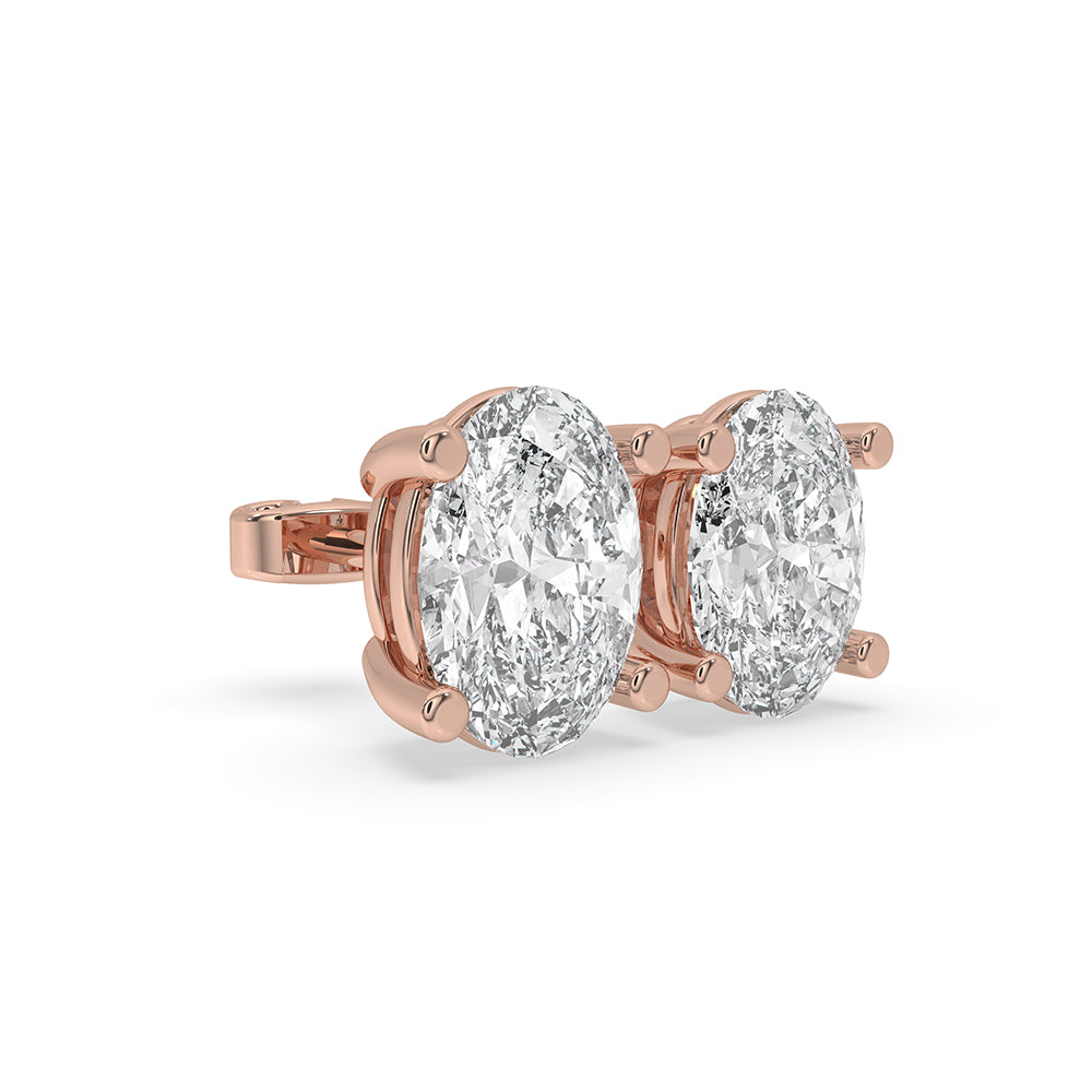 Rose Gold Oval Cut Diamond Earrings