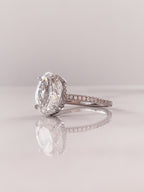 2.0 CT Oval Moissanite Hidden Halo Pave Setting Engagement Ring