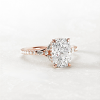 2.0 CT Elongated Cushion Cut Moissanite Pave Style Engagement Ring