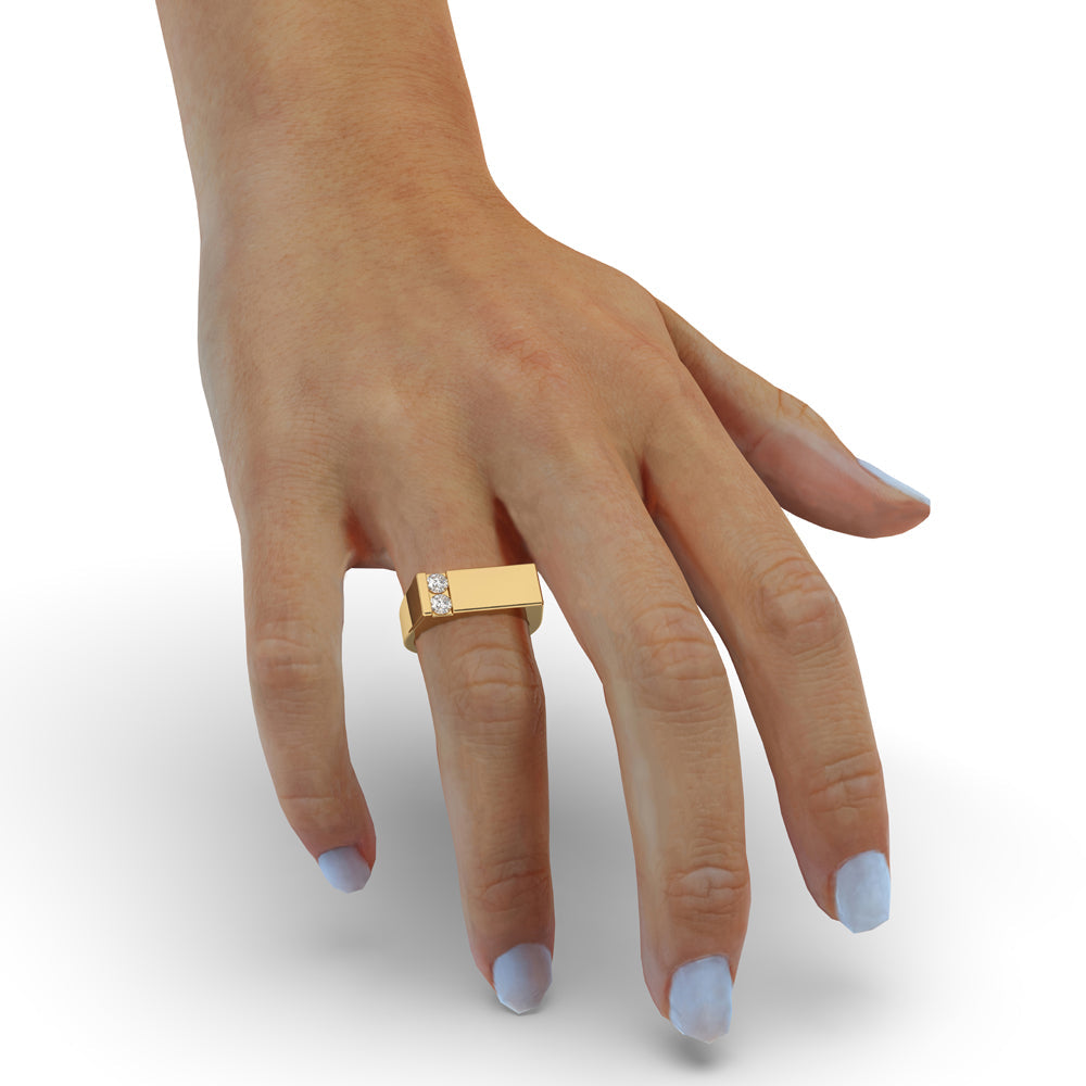 Yellow Gold Mens Wedding Band - 2 Stone