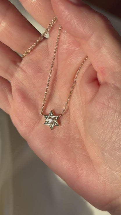 Jewish star heart moissanite necklace