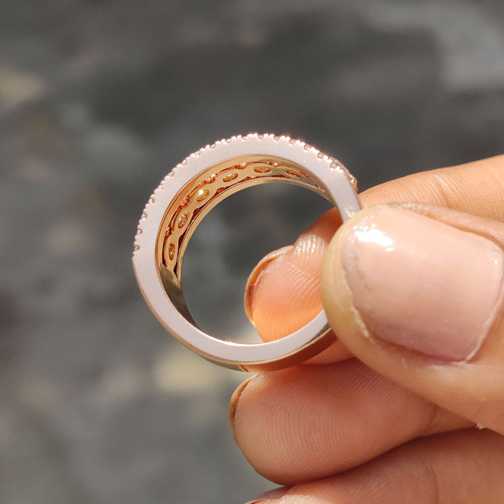 Round Moissanite Half Eternity Band For Her