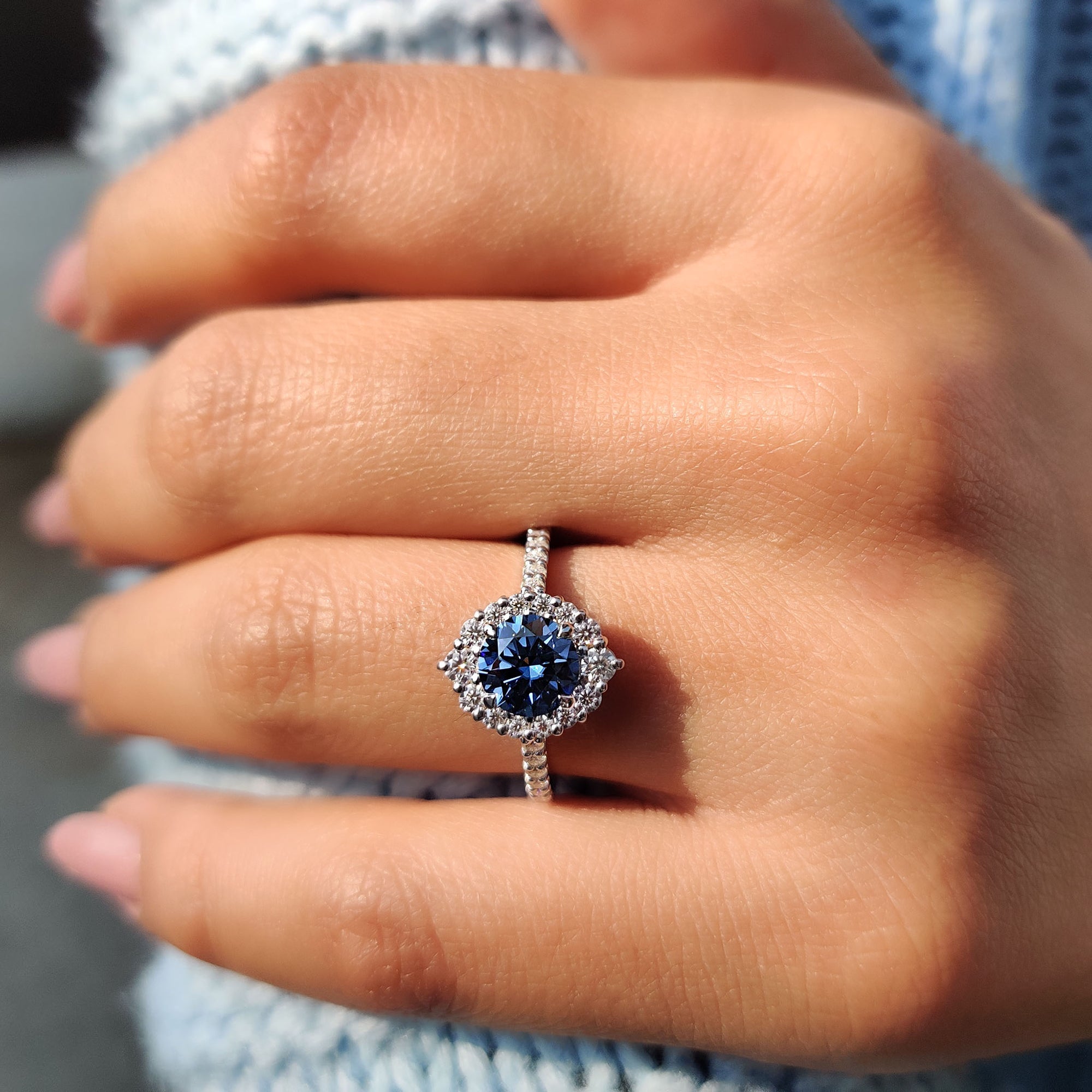 Round Moissanite Halo Engagement Ring Secondary image