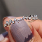 White Gold Round Cut Half Eternity Band In Zig Zag Style