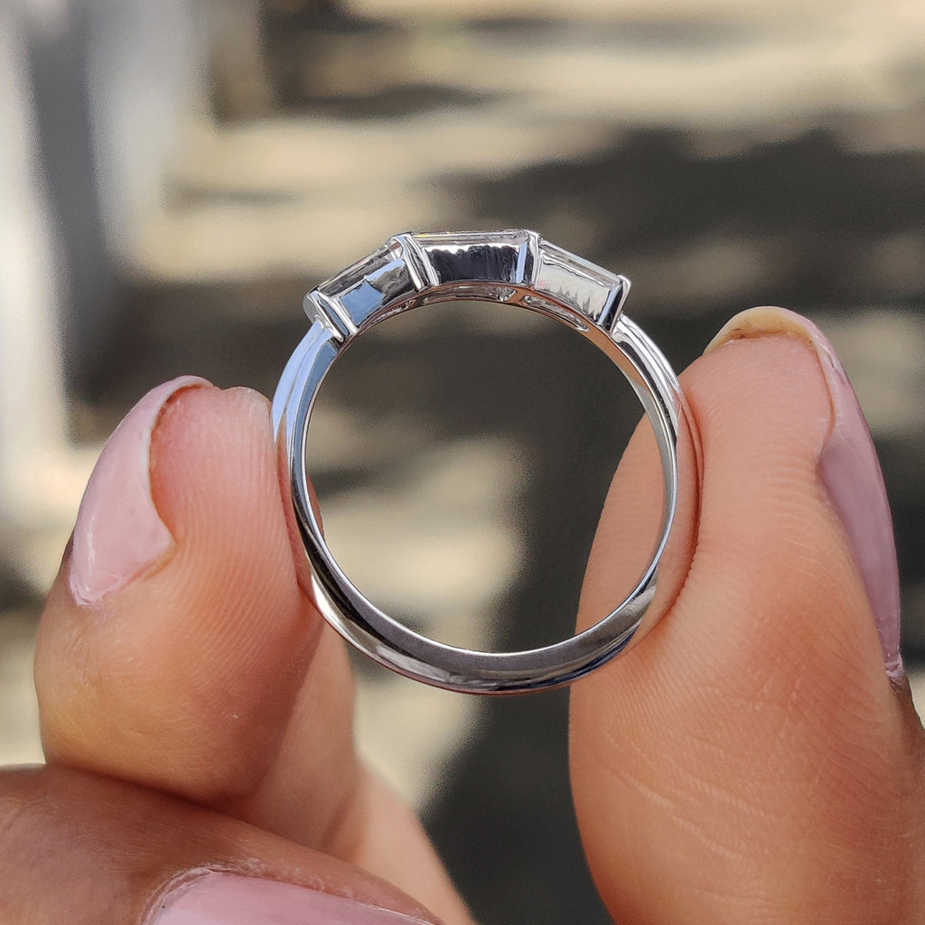 Baguette Wedding Band With Tapered Baguette Side Stones