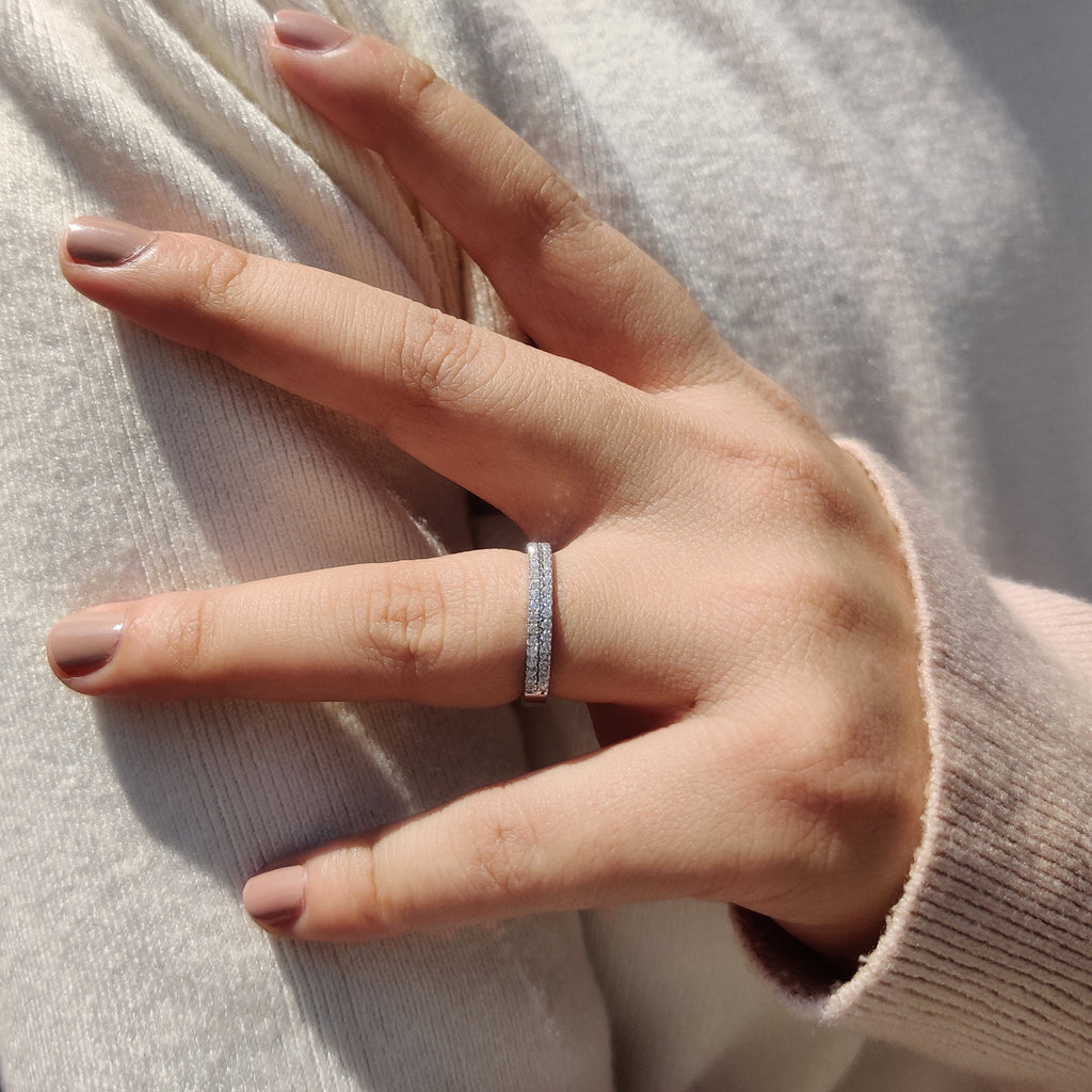 Round Cut Band In Half Eternity Setting
