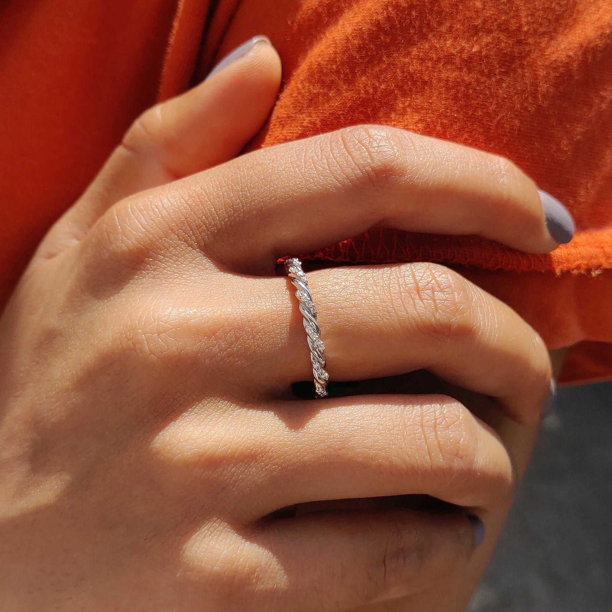 Twisted Eternity Band With Round Moissanite Secondary image