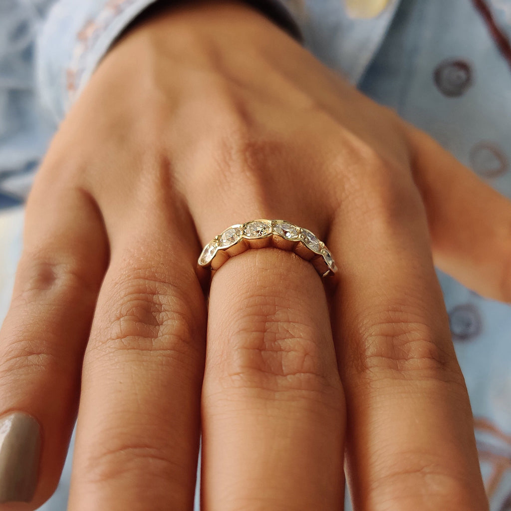 Half Eternity Bezel Set Wedding Band