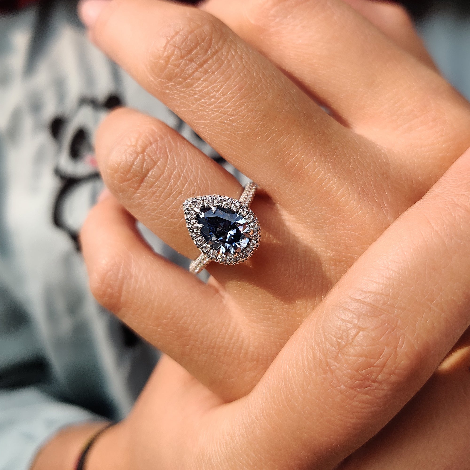 Pear Cut Engagement Ring With Halo Setting Secondary image