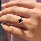 Round Cut Black Moissanite Ring With Solitaire Style