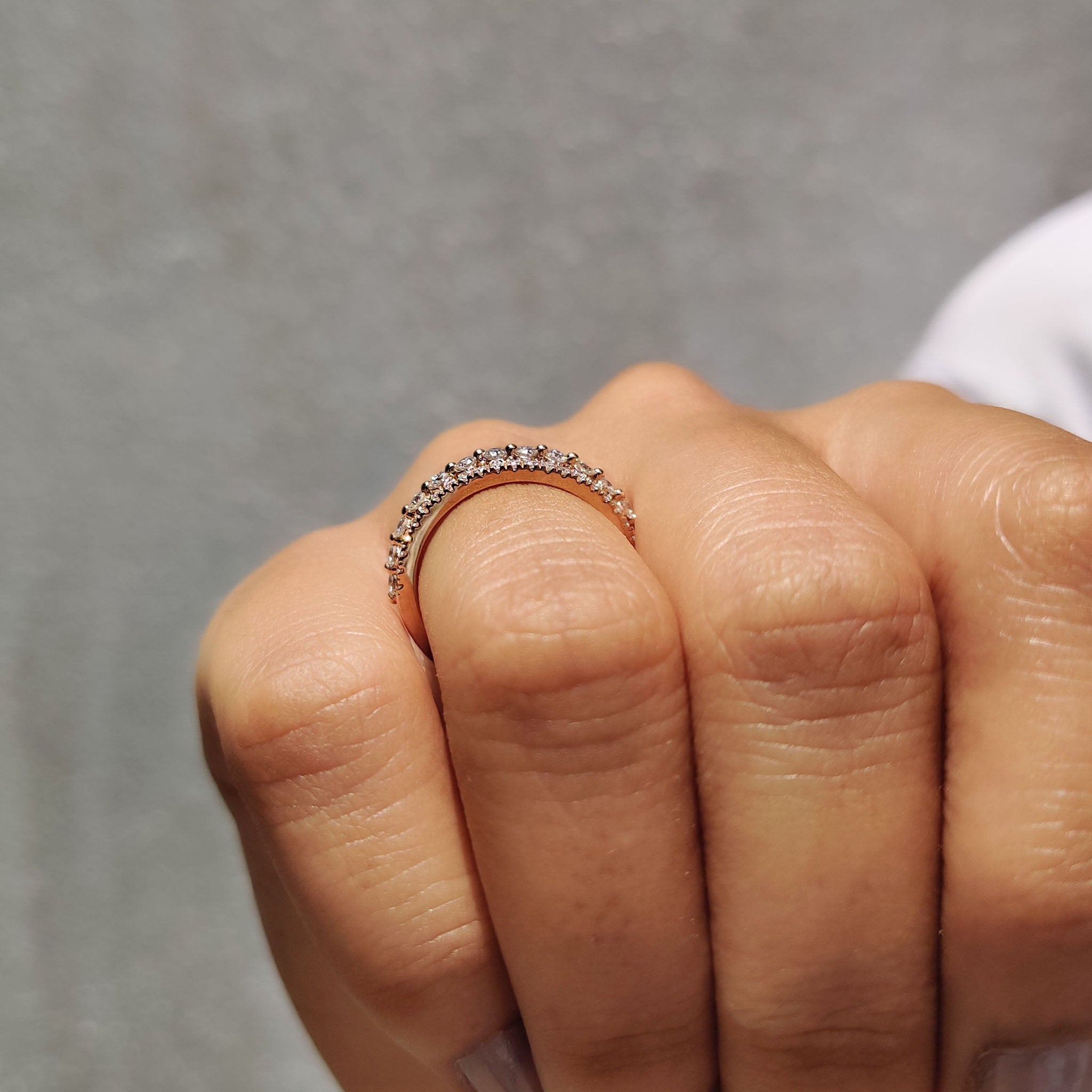Round Cut Full Eternity Band With Double Row Pave Setting