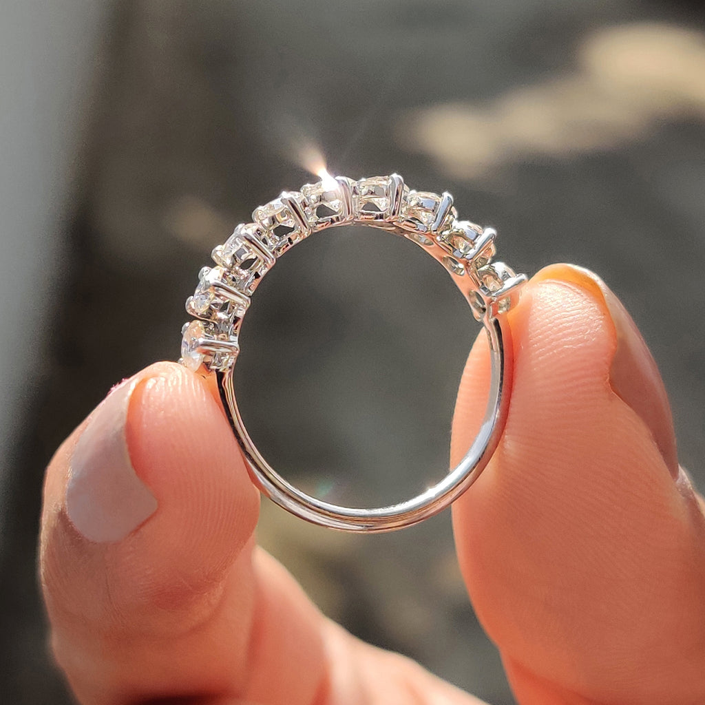 Moissanite Half Eternity Band With Round Cut