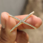X Shaped Wedding Band In Yellow Gold