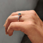 Solitaire Round Engagement Ring In Hexagon Framed