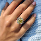 Double Hidden Halo Oval Cut Moissanite Ring