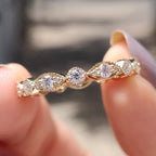 Milgrain Wedding Band With Marquise Shaped Outline