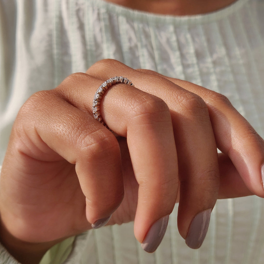 Yellow Gold Band - Round Double Row Pave